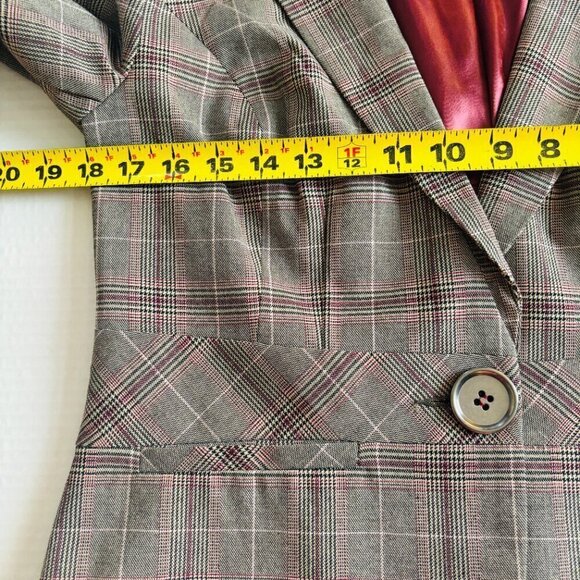 Nicole Benisti Point Zero Plaid One button Hip Length Blazer Peplum Back - Picture 8 of 13